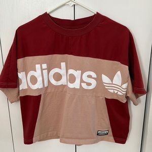 Adidas Women's Colorblock Top - Red and Tan